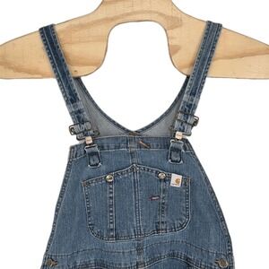 Carhartt Womens Medium Bibs Denim Overalls Straight Medium Wash Cotton WR008 FBI